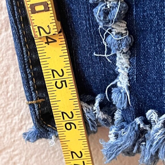 Shein Women Distressed Skinny Jeans 3XL Dark Blue Wash Frayed Hem Stretch Comfy - Picture 13 of 14